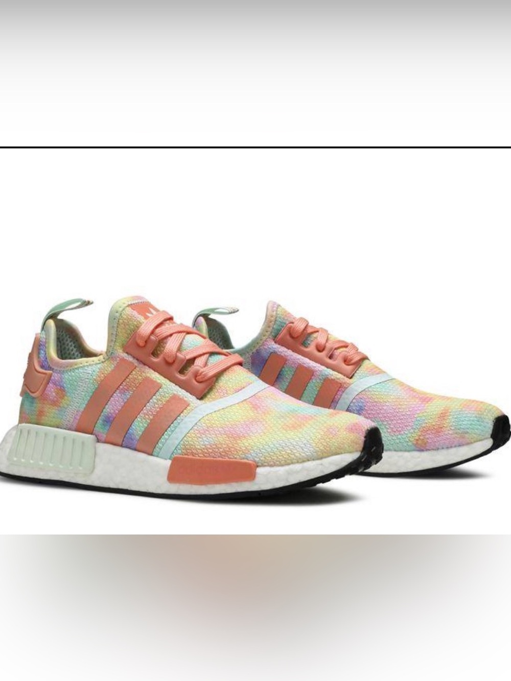 adidas Rare Pastel Rainbow NMD R1 Sneakers with Coral Accents